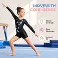 thumbnail image 3 of Leotards for Girls Gymnastics, Long Sleeve Sparkly Lively Butterfly Print Dance Biketards with Shorts Ballet Tumbling Outfit for 5-10 Years, 3 of 9