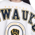 thumbnail image 3 of Women's G-III 4Her by Carl Banks White Milwaukee Brewers Bleachers Cropped Pullover Sweatshirt, 3 of 3