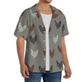 thumbnail image 4 of Vsdgher Rooster Print Men's Wrinkle Free Untucked Cuban Shirt Business Casual Button Down Shirts Short Sleeve Shirt, 4 of 7
