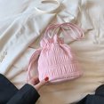 thumbnail image 4 of Bolso tipo cubo para mujer, bolso hobo con cordón, bolso de compras plisado (rosa), 4 of 8