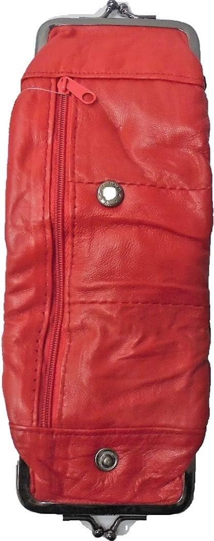 Eclipse Luxury Full Lamb Skin Cigarette Case Pouch, Coin Purse w/ 2 Snap Closure & A Zipper Pocket, Holds 120s Size (X-Long) , 3212Z (Choose Your Own Colors!) (Black & Red)