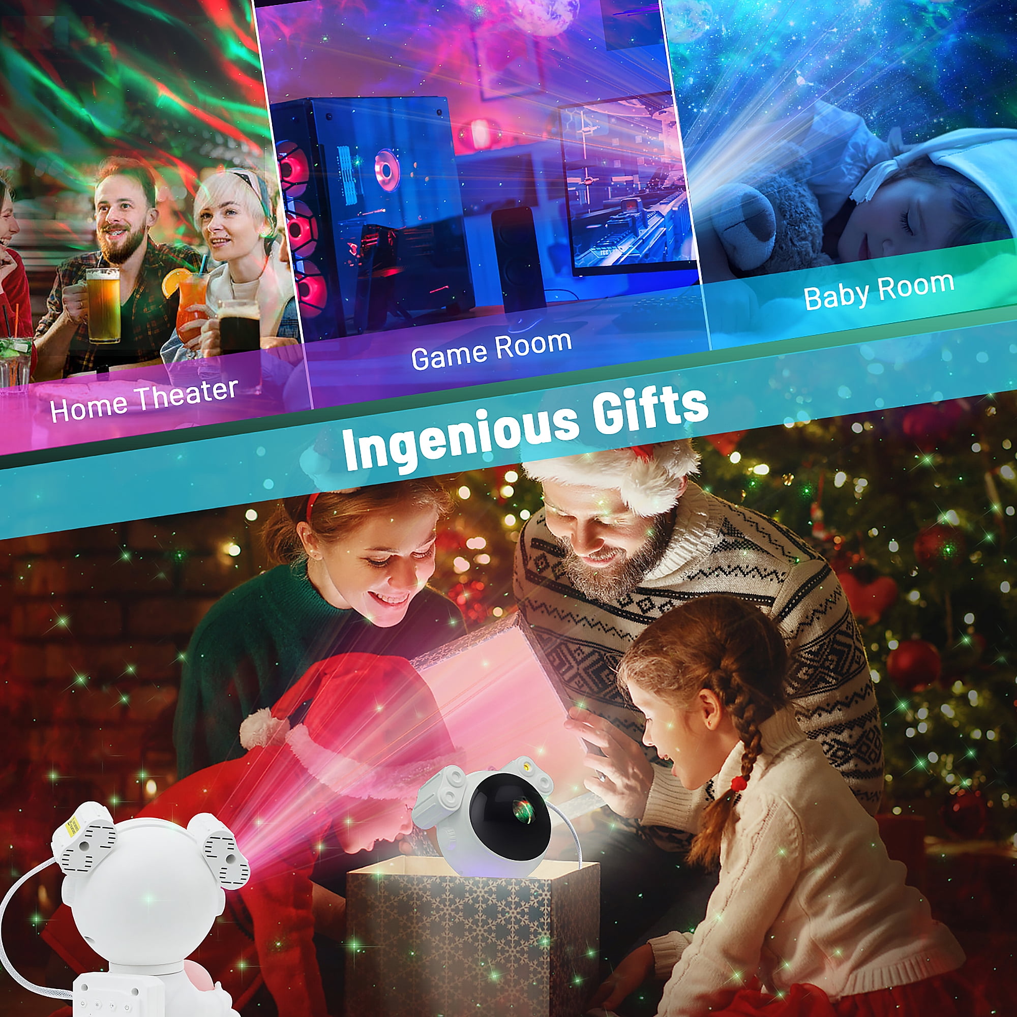 KIMHY Astronaut Galaxy Projector, 2 in 1 Night Light for Bedroom with Moon Lamp, Star Projector Galaxy Light for Kids Christmas