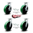 thumbnail image 2 of 10 Inch Heavy Duty Green Poly on Cast Iron Caster Set 4 Swivel Locks 2 Brakes, 2 of 2