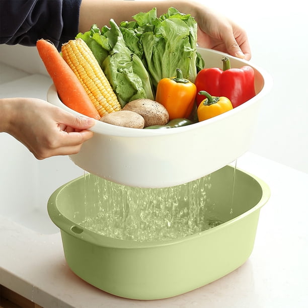 Contenedor para almacenar alimentos, cesta organizadora de cocina, cesta escurridora de plástico para verduras y utensilios, diseño compacto, resistente y fácil de limpiar para organizar la