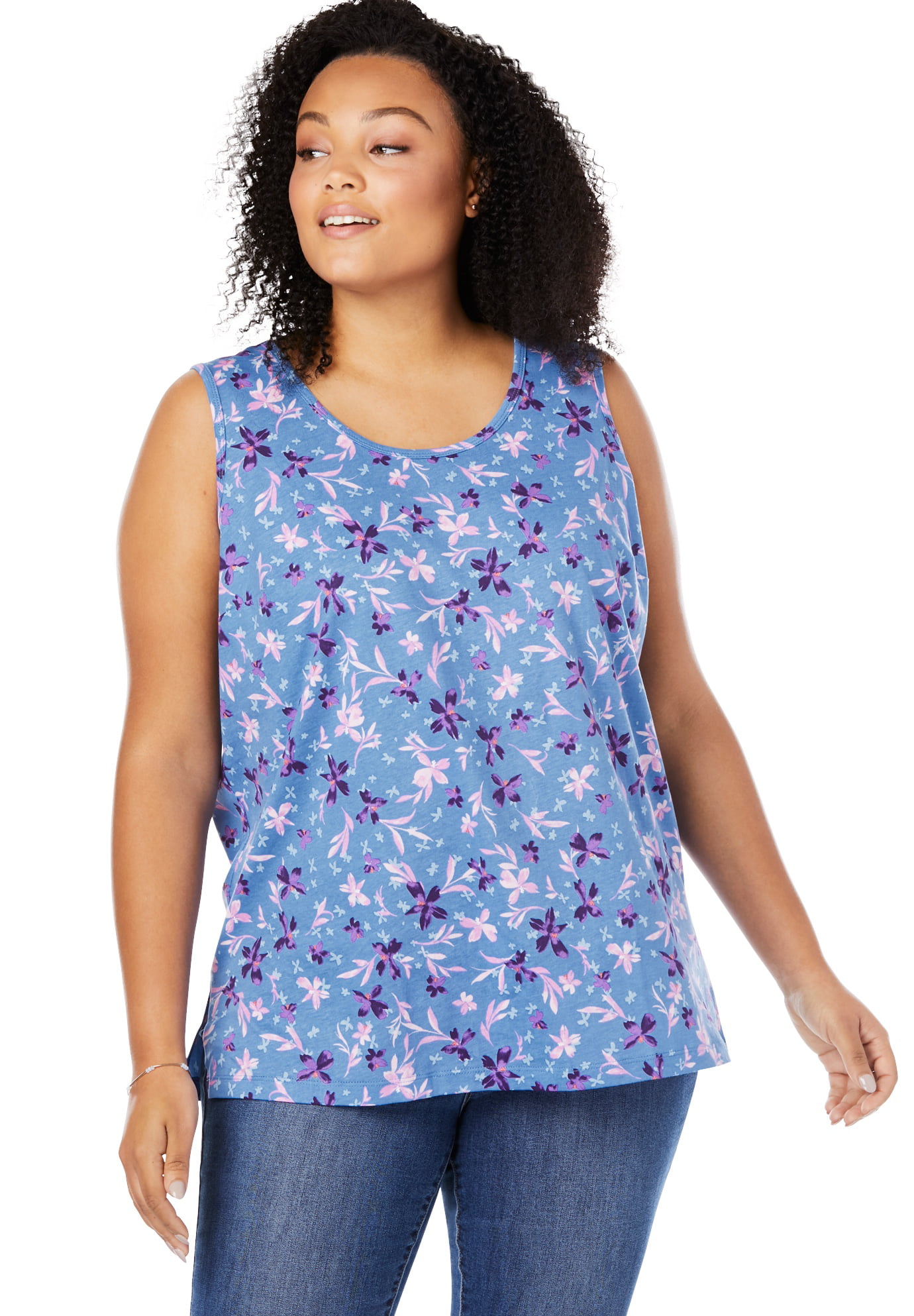 Woman Within Womens Plus Size Perfect Scoop-Neck Tank