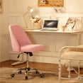thumbnail image 4 of Alden Design Modern Adjustable Faux Leather Swivel Office Chair with Wheels, Pink, 4 of 9
