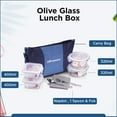 thumbnail image 3 of SOPL-OLIVEWARE Olive Glass Lunch Box, Insulated Fabric Bag, Leak Proof & Microwave Safe, Borosilicate Glass, Set of 4 (2 * 320ml & 2 * 400ml) - Blue, 3 of 4