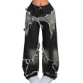 thumbnail image 1 of Pantalones vaqueros holgados Y2K for mujeres y niñas, pantalones vaqueros con dobladillo crudo y pierna ancha con retales de estrellas, ropa informal estilo Hip Hop, ropa Preppy, 1 of 5