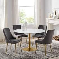Modway Lippa 48" Round Wood Dining Table in Gold White