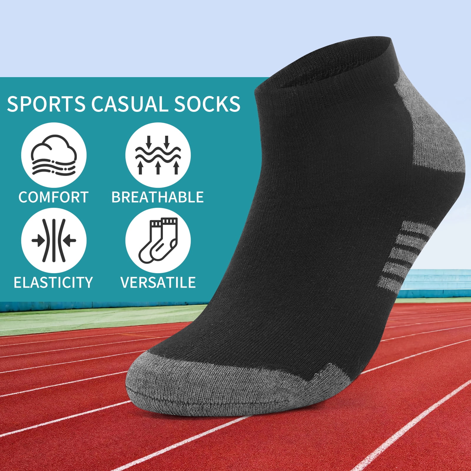 Usavemo 20 Pairs Mens Plus Size Socks Athletic Ankle Socks Casual Socks for Men Size 13-15