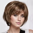 thumbnail image 2 of Señora de Mediana Edad con Cabello Corto Lacio Castaño gradual Peluca de Malla de Rosa de Fibra Sintética, 2 of 9