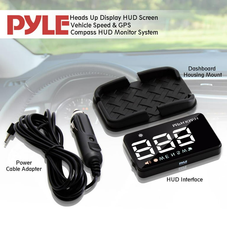Pyle Vehicle Speed GPS Compass Monitor System Heads-Up Display PHUD12