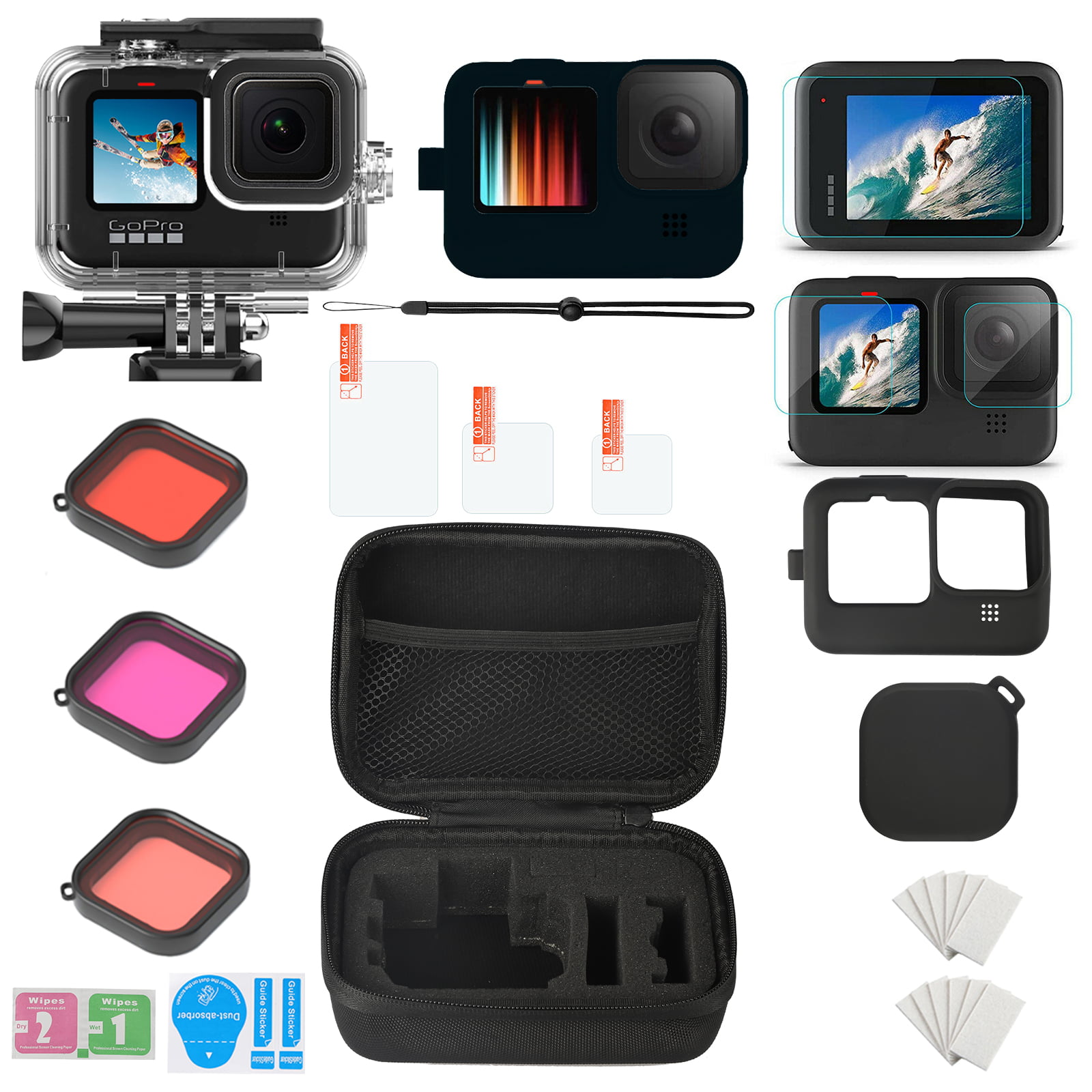 Outdoor Sport Kit Camera Waterproof  Case Lens Filter Bag Kit For Gopro Hero 6 5