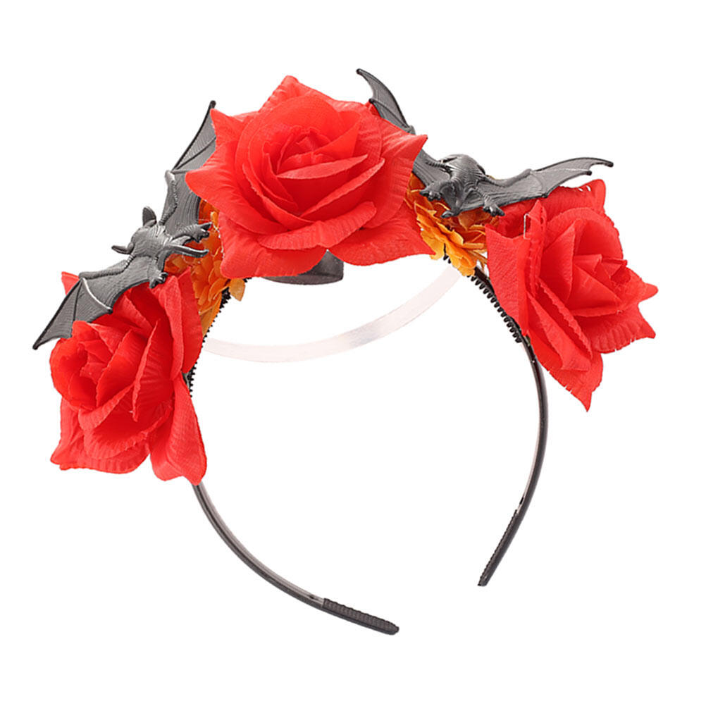 HOMEMAXS Halloween Women Flower and Scary Bats Headdress Costume Carnival Headpiece Decor