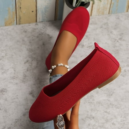 

Women s Knitted Ballet Flats Lightweight Breathable Solid Color Slip On Shoes Casual Walking Shoes