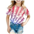 thumbnail image 4 of Zhuashum 4Th Of July Girls Tops 6-7 Years Short Sleeve Round Neck Summer Independence Day T Shirt Clothes Flag Prints Fashion Dailywear Purple, 4 of 4