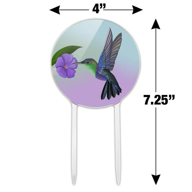 Acrylic Hummingbird Crowned Woodnymph Purple Violet Cake Topper Party Decoration for Wedding Anniversary Birthday Graduation