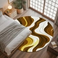 thumbnail image 3 of Abstract Area Rug, Wavy Lines Yellow and White Gradient Texture Modern Washable Large Circle Carpet, Non Slip Round Rug for Living Room/Bedroom/Dining Room/Home Office/Dorm, 3 of 9