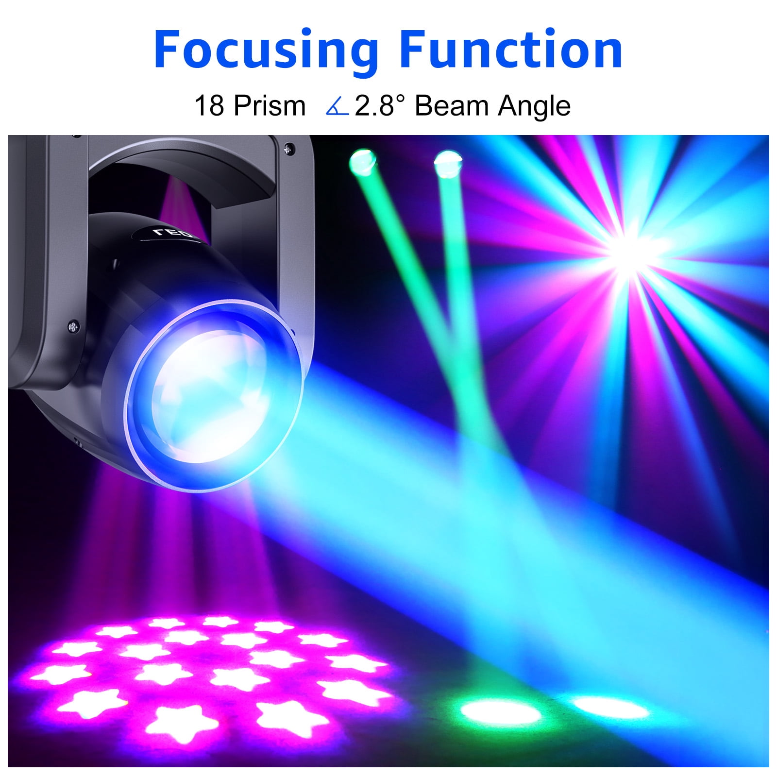 2Pcs 150W LED Beam Moving Head Light w/ Case 18Prism Gobo DMX Stage Lights for Concert Party Wedding