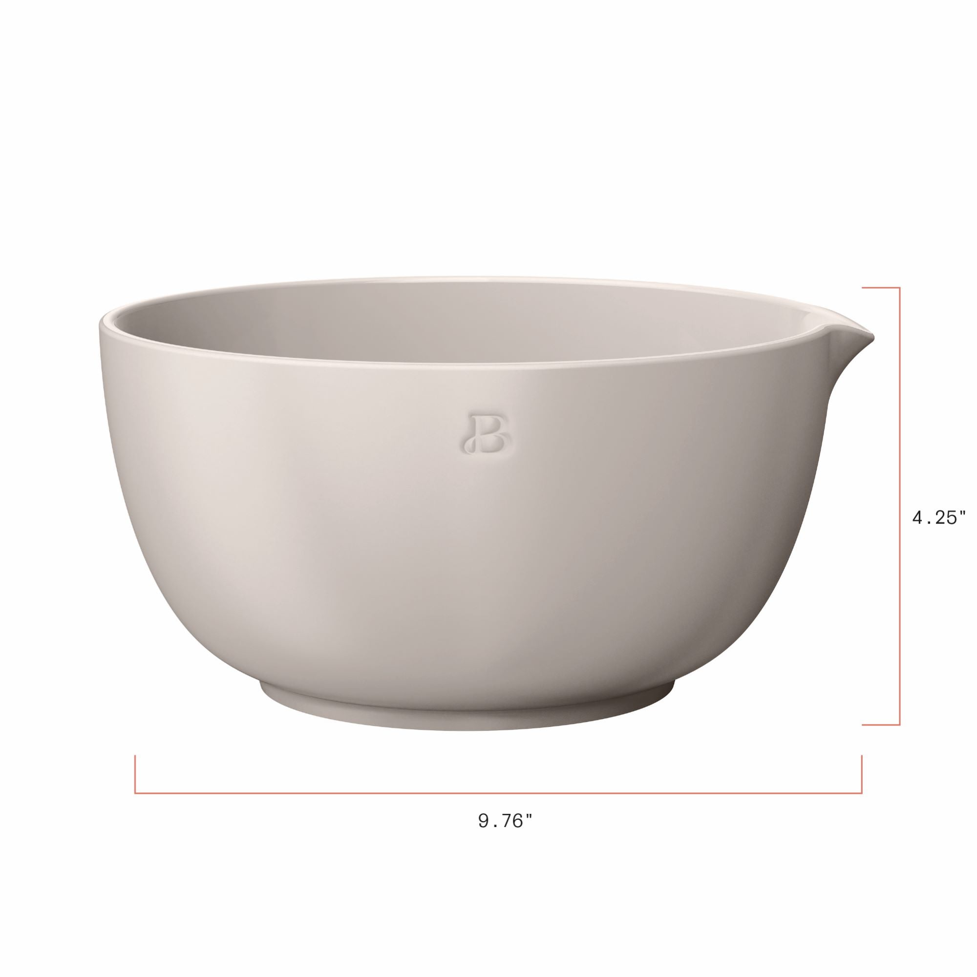 Beautiful 3 QT Stoneware Batter Mixing Bowl, Porcini Taupe by Drew Barrymore