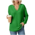 thumbnail image 6 of idosla Womens Oversized Long Sleeve Shirt Casual Waffle Knit Tunic Tops Lace Patchwork Pullover Sweatshirt (Green, XL), 6 of 8