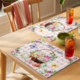 thumbnail image 4 of Easter Placemats Set of 8 Watercolor Eggs Floral Botanical Butterfly Pink Plaid Place Mats Indoor Wipeable Table Mats Washable Dining Table Placemats for Kitchen Holiday Party Home Decor 13x19 Inch, 4 of 9