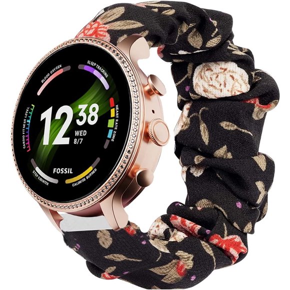 AIR-Compatible for Fossil Gen 6 Smartwatch Band, Fabric Elastic Scrunchie Elastic Replacement Straps Compatible for Fossil Gen 6 42mm / 44mm Smartwatch
