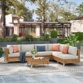 thumbnail image 3 of 7pcs Luxury Patio Furniture Set, Outdoor Sectional Conversation Sofa Set with Beige Thick Cushions, Tempered Glass Coffee Table, Modular Outdoor Couch for Porch, Backyard, Poolside & Garden, 3 of 9