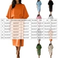 thumbnail image 3 of RFQWOVSR Women's Solid Color Elegant Round Neck Short Sleeve Top Midi Skirt 2 Piece Set Casual Office Summer Dress Outfit M, 3 of 5