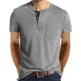 thumbnail image 3 of Mens Fashion Henley Shirts Long Sleeve Button Cotton T-Shirt with Pocket, 3 of 5