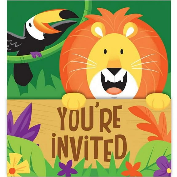 Creative Converting 340139 Jungle Safari Invitations, 8 Count