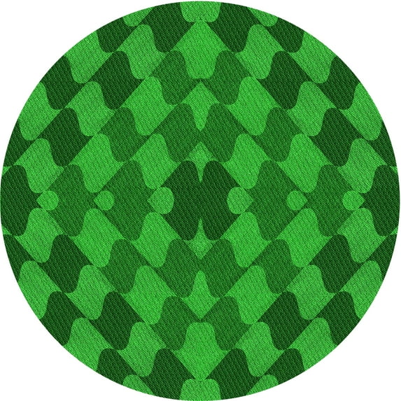 Ahgly Company Indoor Round Patterned Green Area Rugs, 5' Round