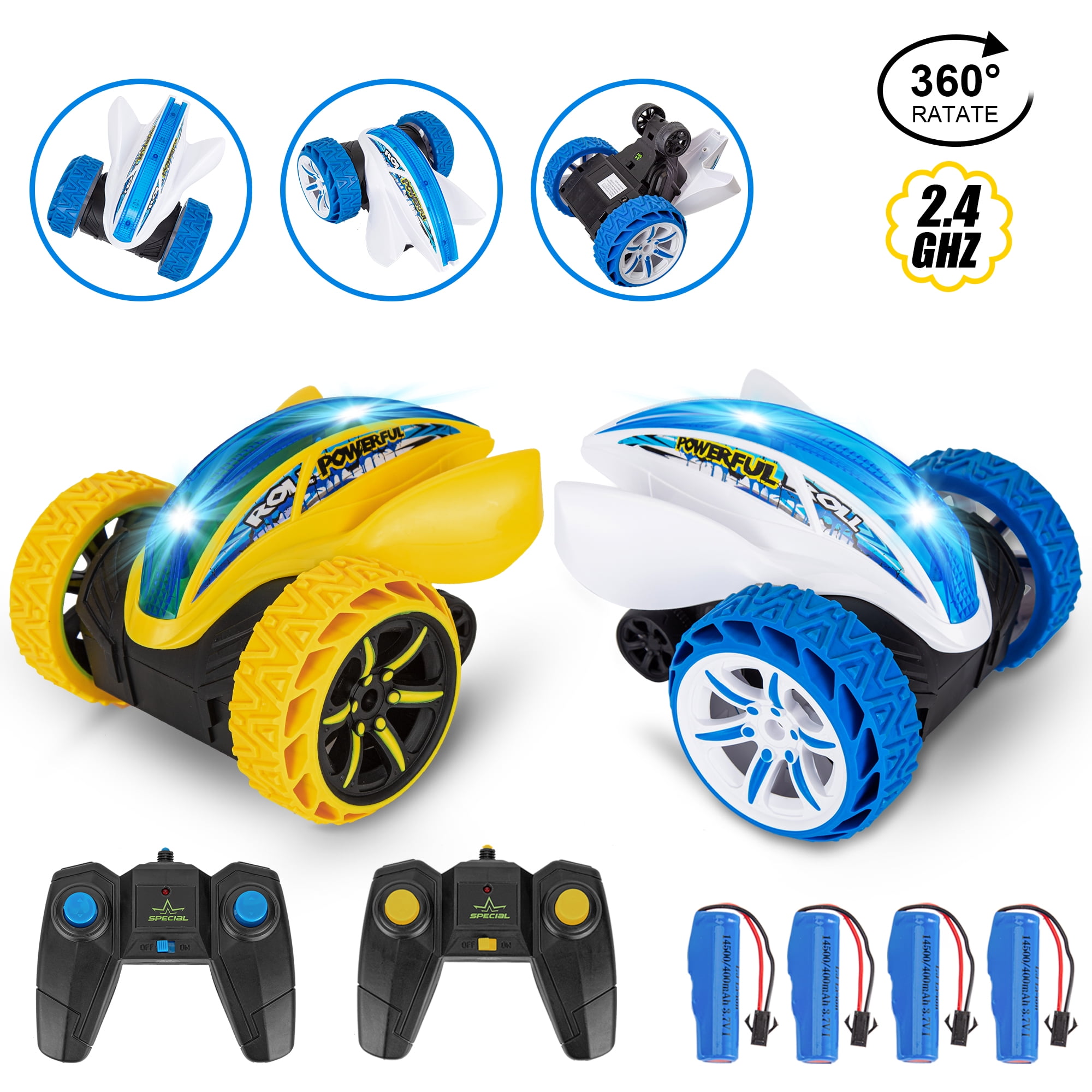 RC Stunt Cars, Double Sided 360°Rotating, 2.4Ghz RC Car with Led Lights