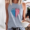 thumbnail image 2 of Usmisi 4th of July Tank Tops Comfy Loose Fit Independence Day Patriotic Vest Shirts Womens Fashion Heart US Flag Print Round Neck Sleeveless Summer Blouses Gray xl, 2 of 5