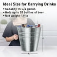 thumbnail image 7 of Large Galvanized Metal Bucket with Wood Handle - 12in Rustproof Ice Pail for Party Home Decor BBQ Beer Wine Plants & Storage (4Gal/15L), 7 of 7