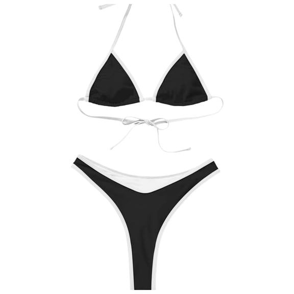 Glisme Black Bikini Sets For Women Two Piece Sporty Swimsuit With Removable Pads Stylish Bikini Set For Active Swimwear For Beach Play