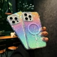 thumbnail image 4 of Compatible With iPhone 11 Transparent Colored Plating Diamond Pattern Magnetic Case, Luxury Bling Glitter Protective Bumper Hard PC &TPU Shockproof Anti-fall Rugged Phone Cover Case,D, 4 of 7