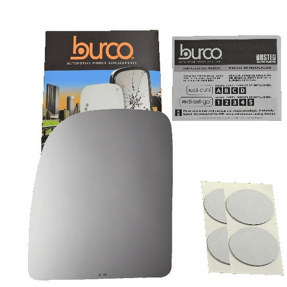 Mirror Glass and Adhesive | 99-07 Ford F250 F350 F450 Pickup / 02-12 E250 E350 Van / 00-05 Excursion SUV Driver Left Side Replacement -Fits UPPER TOWING MIRROR ONLY