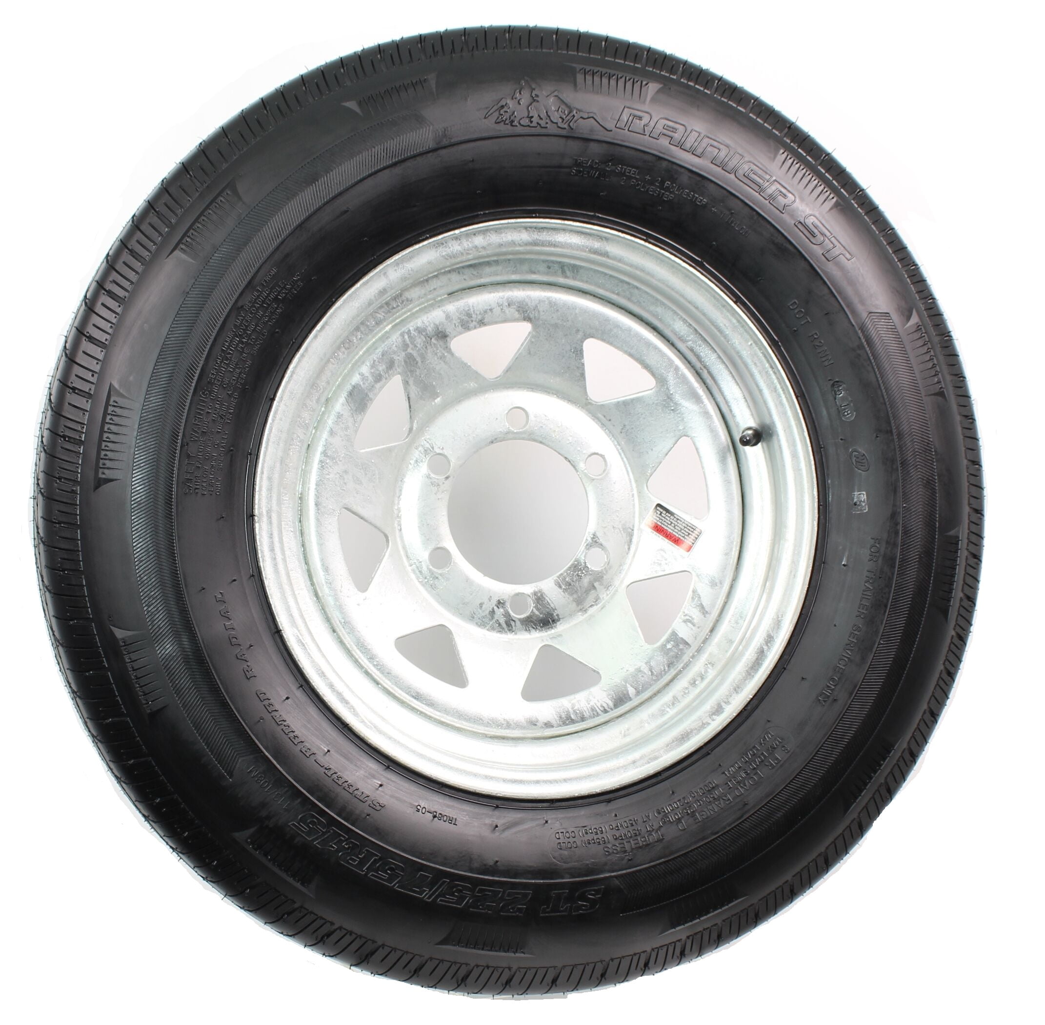 LRD 6 Bolt Galvanized Spoke eCustomRim Trailer Tire On Rim ST225/75D15 225/75 D 15 in 