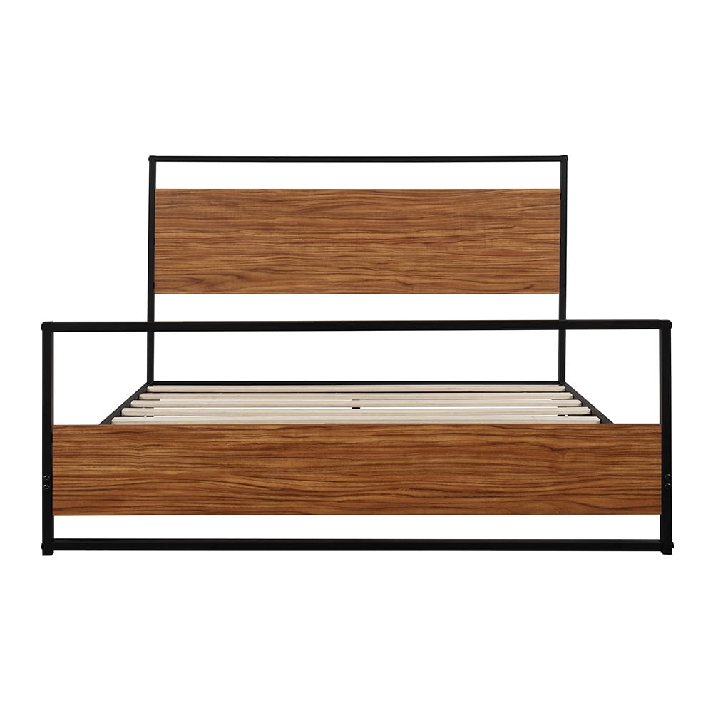 Kepooman Full Size Metal and Wood Platform Bed Frame with Headboard & Footboard for Bedroom, 78"L x 54"W x 37"H, Black Kepooman Full Size Metal and Wood Platform Bed Frame with Headboard & Footboard for Bedroom, 78"L x 54"W x 37"H, Black