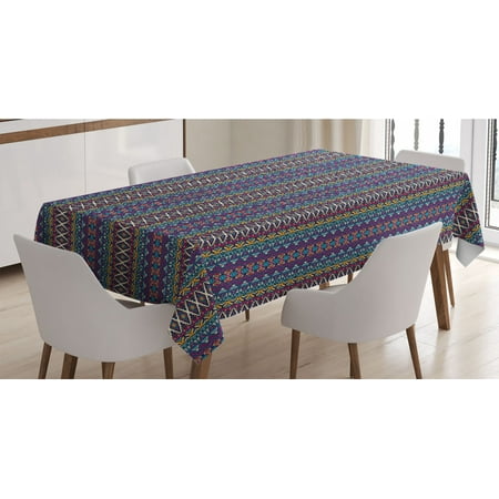 

Ethnic Tablecloth Colorful Composition with Triangles and Chevron Zigzags Mexican Culture Inspirations Rectangle Satin Table Cover for Dining Room and Kitchen 60 X 90 Multicolor by Ambesonne