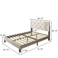 thumbnail image 5 of uhomepro Full Size Faux Leather Upholstered Platform Bed Frame with Headboard and Strong Wooden Slats, No Box Spring Needed, Beige, 5 of 11