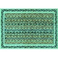 thumbnail image 1 of Ahgly Company Machine Washable Indoor Rectangle Abstract Turquoise Blue Modern Area Rugs, 7' x 10', 1 of 4