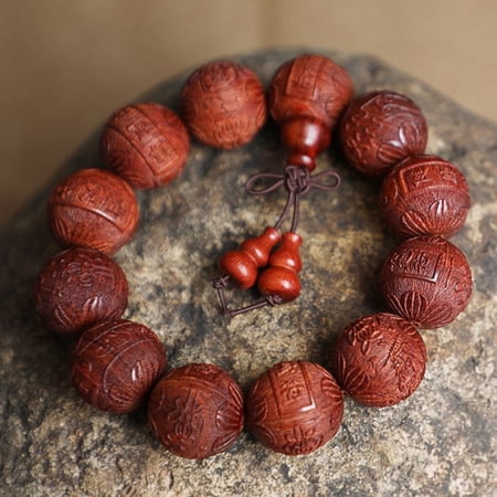 Wood Carved Pixiu Bracelet with Twelve Zodiac Buddha Beads Feng Shui Amulet Spiritual Jewelry for Protection Luck and Blessing