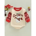 thumbnail image 2 of Arvbitana Baby Girls Boys Christmas Rompers Snowman Elk Santa Print Long Sleeve Bodysuit Casual Loose Jumpsuit Tops for Newborn 0-18M, 2 of 8