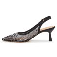 thumbnail image 3 of XYD XYD Women Pointy Toe Slingback Pumps Rhinestones Studded Mesh Low Heels Party Evening Shoes Size 4 Black, 3 of 4