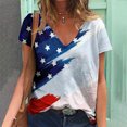 thumbnail image 2 of Camiseta de cuello en V con estampado escénico de talla grande informal a la moda para mujer Fridja  hjk4075, 2 of 8