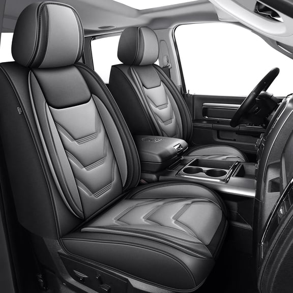HQBQBUG Full Set 5-Seats Seat Covers Custom Fit for 2002-2025 2026 Dodge RAM 1500/2500/3500 Crew Quad Regular Cab Durable Waterproof Leather Seat Protectors (Flat Bench)