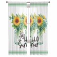thumbnail image 3 of Hello Summer Sheer Curtains 96 Inches Long 2 Panels Set, Window Sheer Curtains for Living Room/Bedroom, Sunflowers Botanical Green Striped Light Filtering Rod Pocket Curtain 52'' x 96'' x 2, 3 of 7