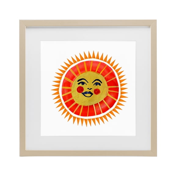 Stupell Industries Bohemian Cheerful Boho Sun Birch Framed Print Under Glass, 16 x 16, by Katherine Herrell Studio